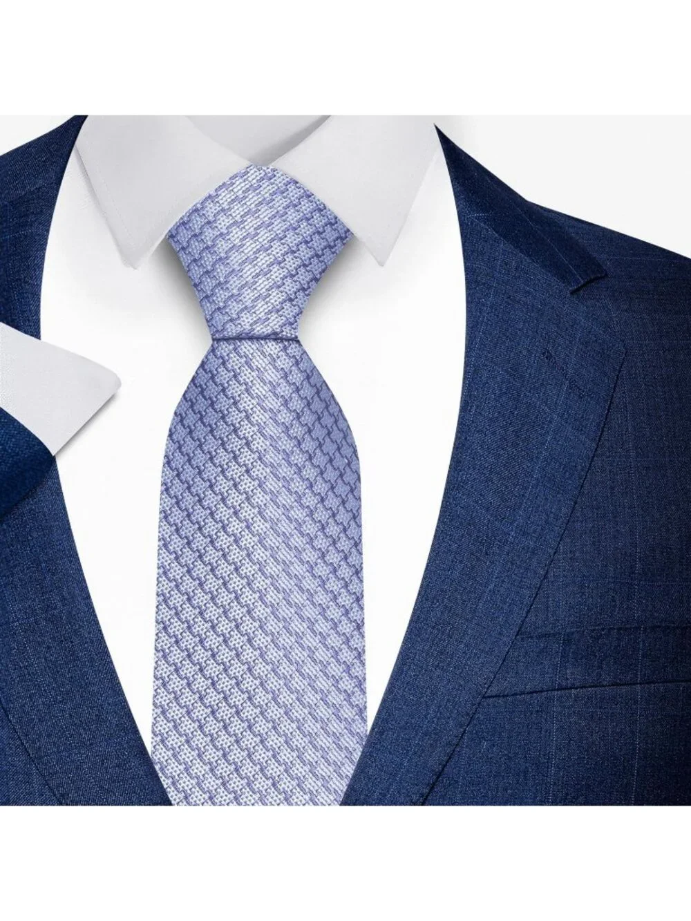 Men's Lavender 100% Microfiber Houndstooth Formal Classic Necktie For Business